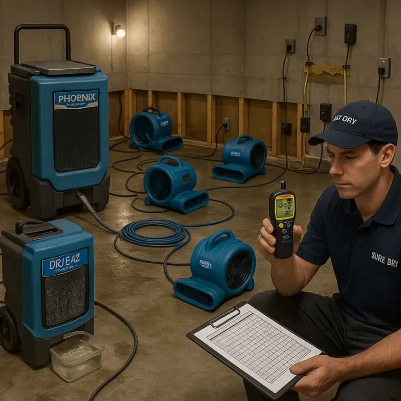 Structural Drying and Dehumidification process in Weston, MA